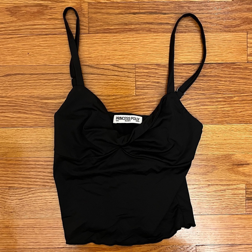 Princess Polly Women's Black cross tie Tank Top